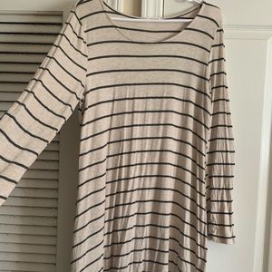 Striped swing dress with sequin patch work